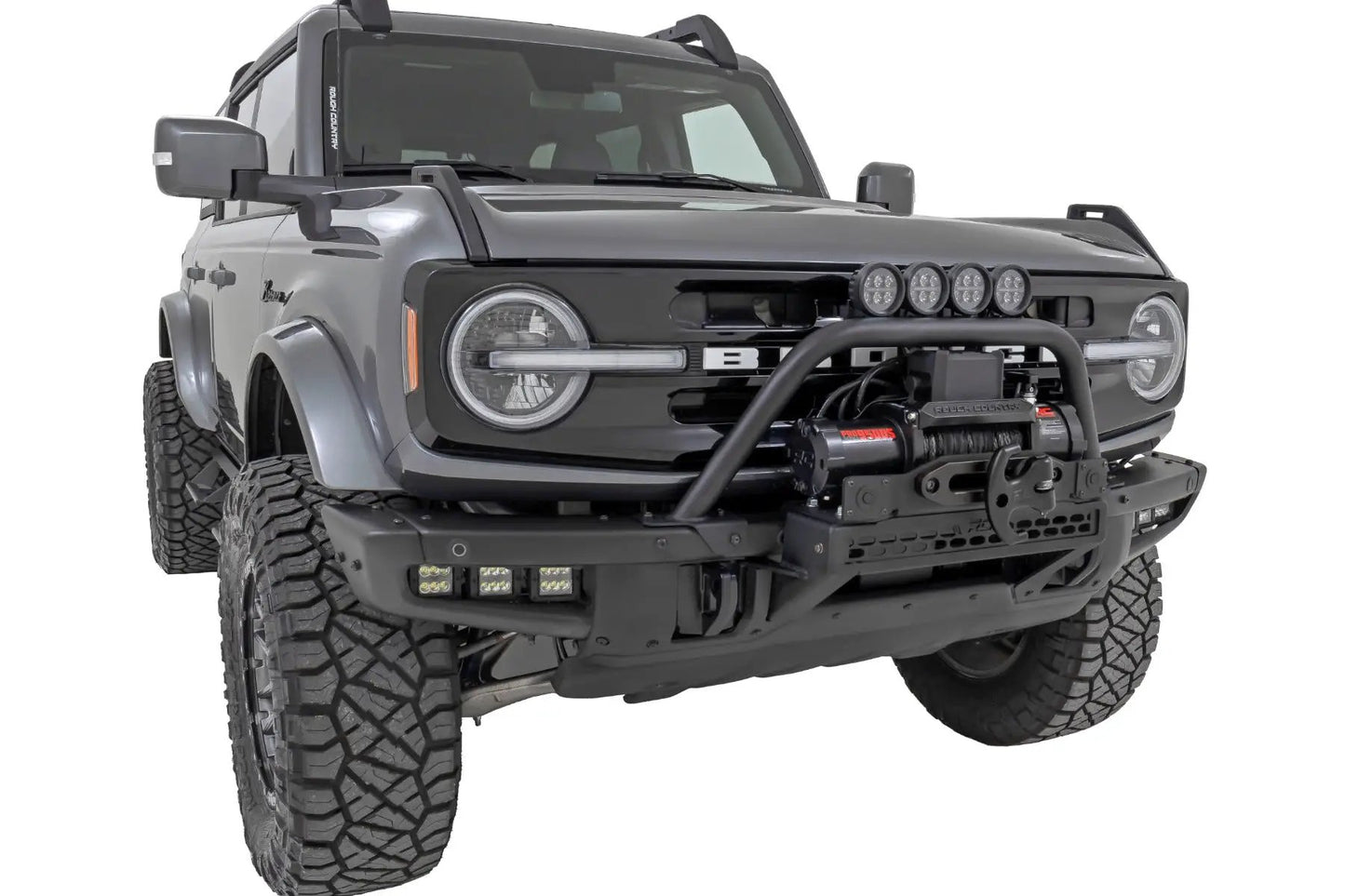 Rough Country Safari Bar | 3.5" Round LED (Pair) | Black | Amber DRL | OE Modular Steel | Ford Bronco (21-25) by Rough Country