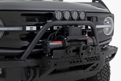 Rough Country Safari Bar | 3.5" Round LED (Pair) | Black | Amber DRL | OE Modular Steel | Ford Bronco (21-25) by Rough Country