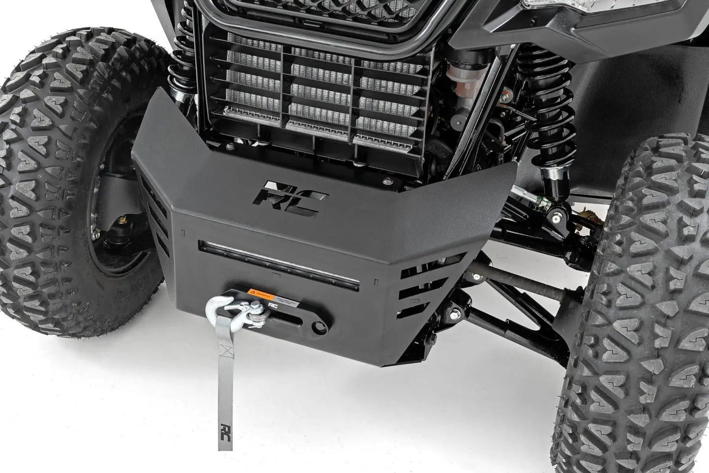 Rough Country Winch Plate | 10" Black Slimline | Honda Pioneer 520 by Rough Country