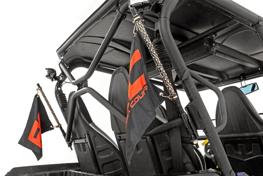 Rough Country Whip Mount | Cage | 4' Multl-Color LED Whip Pair | Kawasaki Teryx4 800