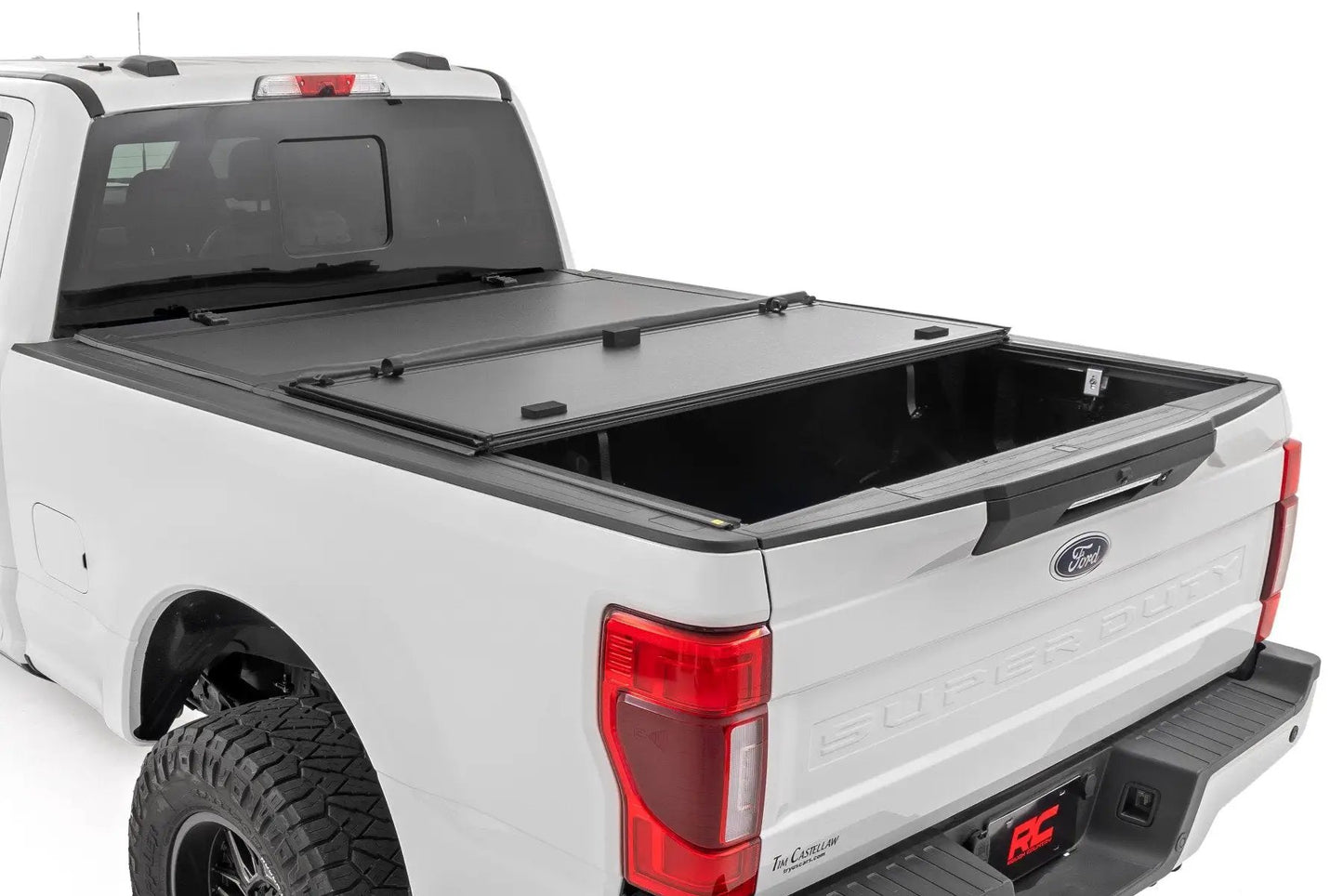 Rough Country Hard Tri-Fold Flip Up Bed Cover | 6'10" Bed | Ford F-250/F-350 Super Duty (17-26) by Rough Country