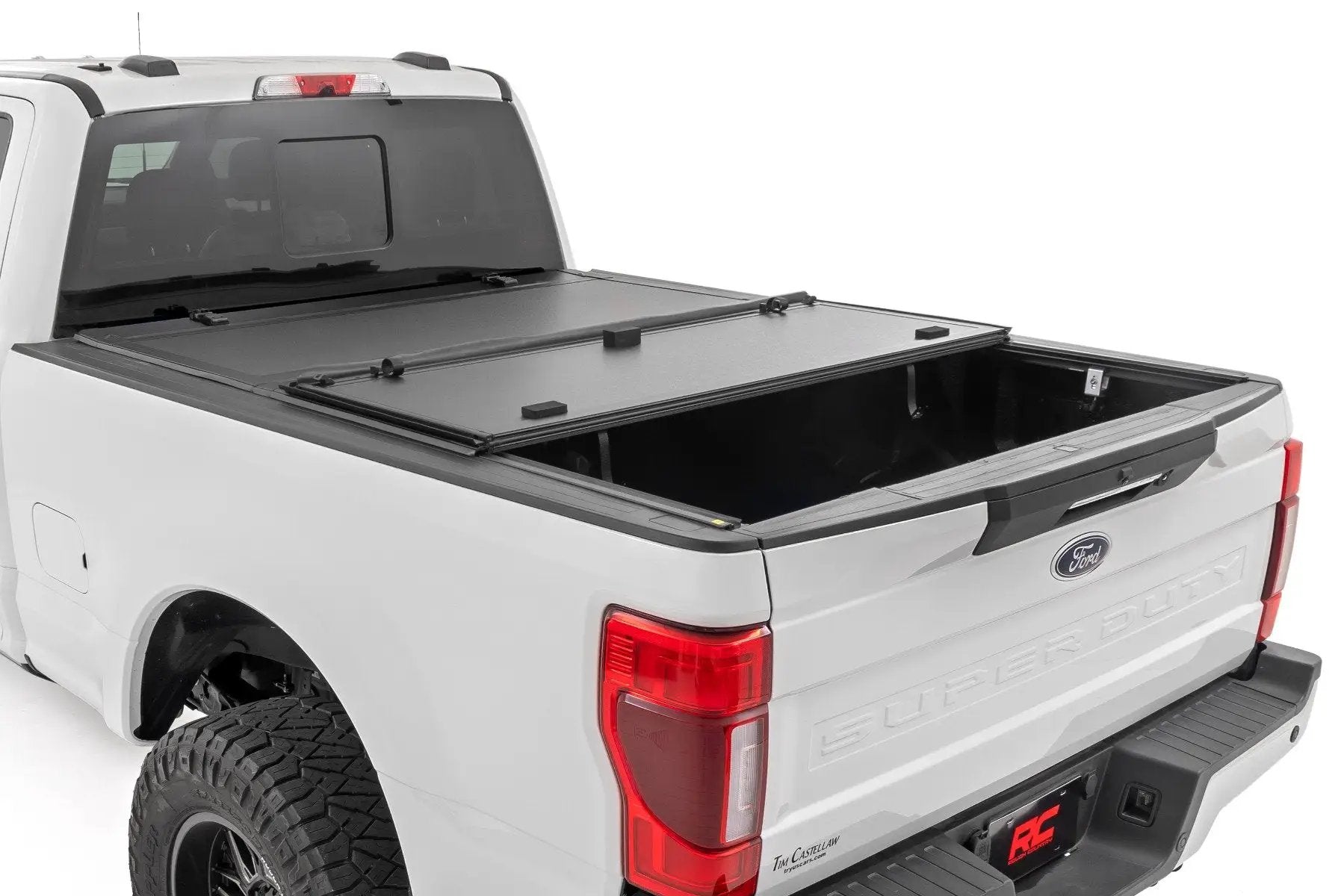 Rough Country Hard Tri-Fold Flip Up Bed Cover | 6'10" Bed | Ford F-250/F-350 Super Duty (17-26) by Rough Country