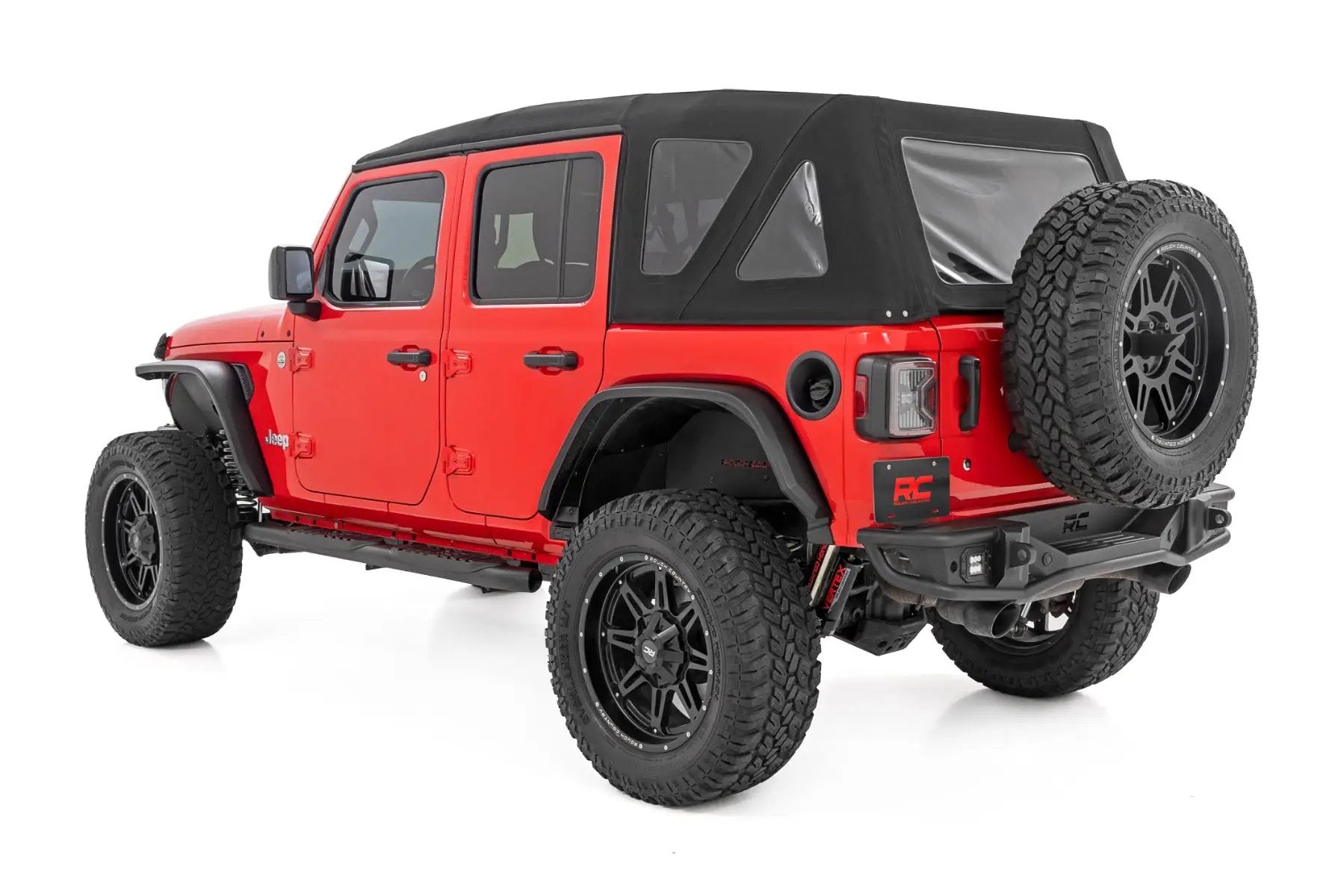 Rough Country Oval Nerf Steps | 4 Door | Black | Jeep Wrangler Unlimited 4WD (2018-2026) by Rough Country