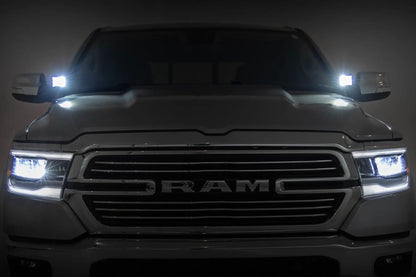 Rough Country LED Light Kit | Ditch Mount | Black Series Round | 3.5 Inch | Amber DRL | Ram 1500 (19-26) by Rough Country