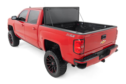 Rough Country Hard Tri-Fold Flip Up Bed Cover | 6'7" Bed | Rail Cap | Chevy/GMC 1500/2500HD/3500HD (14-19) by Rough Country