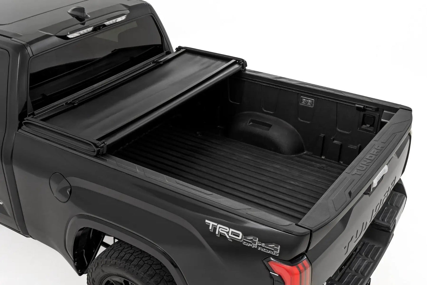 Rough Country Soft Tri-Fold Bed Cover | 6'7" Bed | with & w/o OE Rails | Toyota Tundra 2WD/4WD (2022-2025) by Rough Country