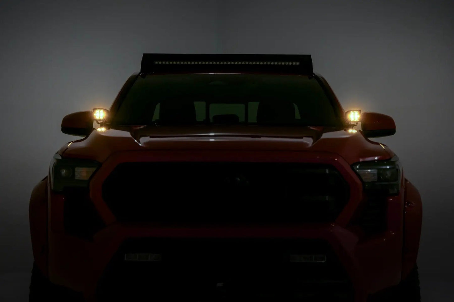 Rough Country LED Light Kit | Ditch Mount | Black Series Round | 3.5 Inch | Amber DRL | Toyota Tacoma (24-25) by Rough Country