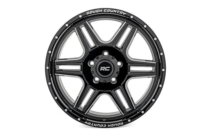 Rough Country 92 Series Wheel | Machined One-Piece | Gloss Black | 18x9 | 5x5 | +0mm by Rough Country