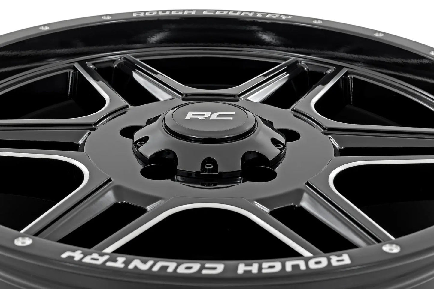 Rough Country 92 Series Wheel | Machined One-Piece | Gloss Black | 18x9 | 5x5 | +0mm by Rough Country
