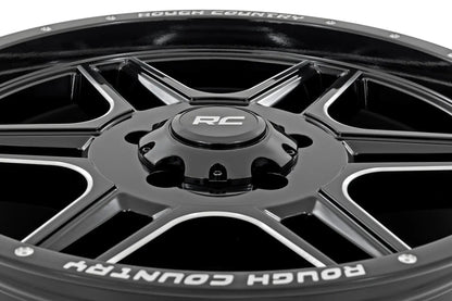 Rough Country 92 Series Wheel | Machined One-Piece | Gloss Black | 18x9 | 5x5 | +0mm by Rough Country