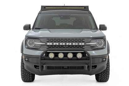 Rough Country Nudge Bar | w/ Tow Hooks | 20 Inch BLK DRL Single Row LED | Ford Bronco Sport (21-24) by Rough Country