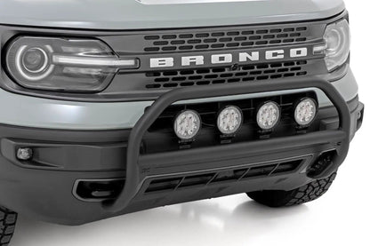 Rough Country Nudge Bar | w/ Tow Hooks | 4 Inch Round Led (x4) | Ford Bronco Sport (21-24) by Rough Country
