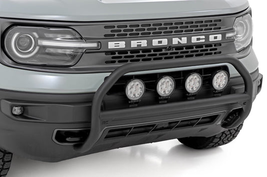 Rough Country Nudge Bar | w/ Tow Hooks | 4 Inch Round Led (x4) | Ford Bronco Sport (21-24)