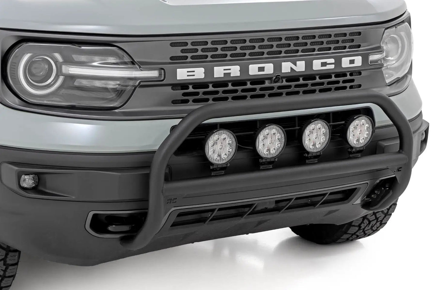 Rough Country Nudge Bar | w/ Tow Hooks | 20 Inch BLK DRL Single Row LED | Ford Bronco Sport (21-24) by Rough Country