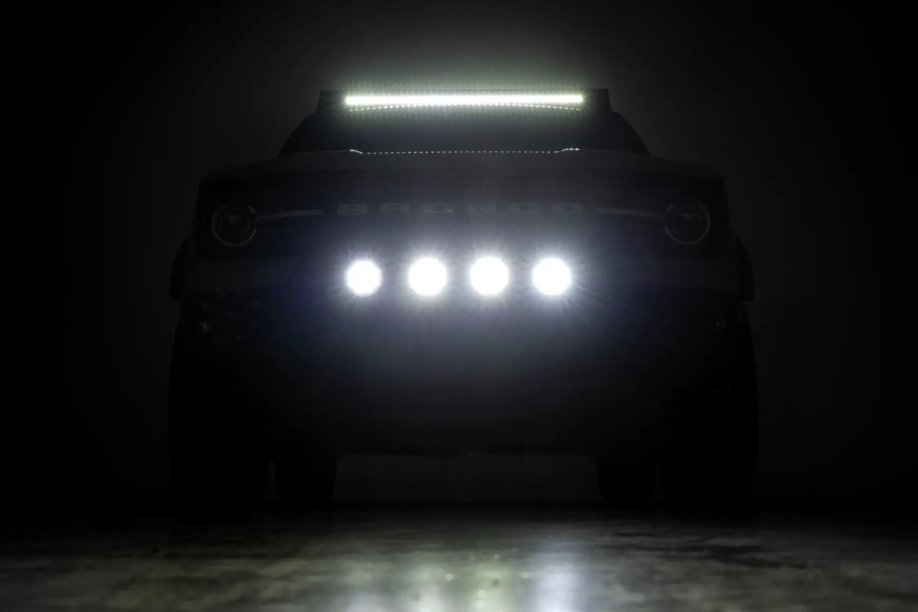 Rough Country Nudge Bar | w/ Tow Hooks | 4 Inch Round Led (x4) | Ford Bronco Sport (21-24) by Rough Country