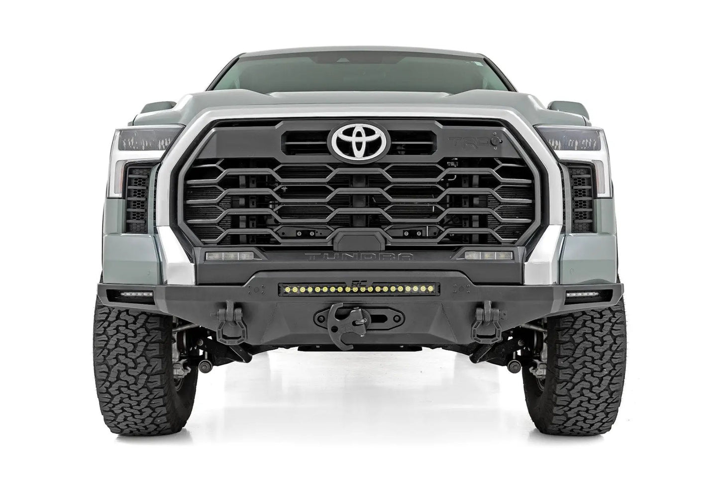 Rough Country Hybrid Front Bumper | 12000S | Blk LED w/ White DRL | Toyota Tundra (22-26) by Rough Country