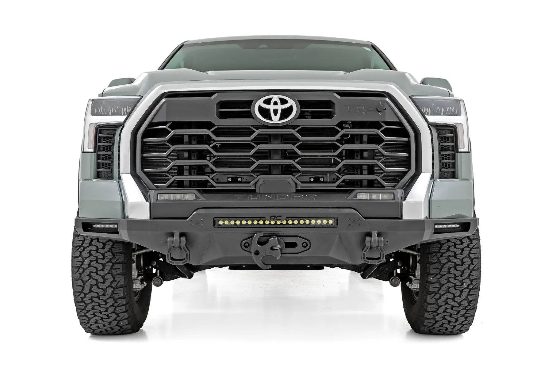 Rough Country Hybrid Front Bumper | 12000S | Blk LED w/ White DRL | Toyota Tundra (22-26) by Rough Country