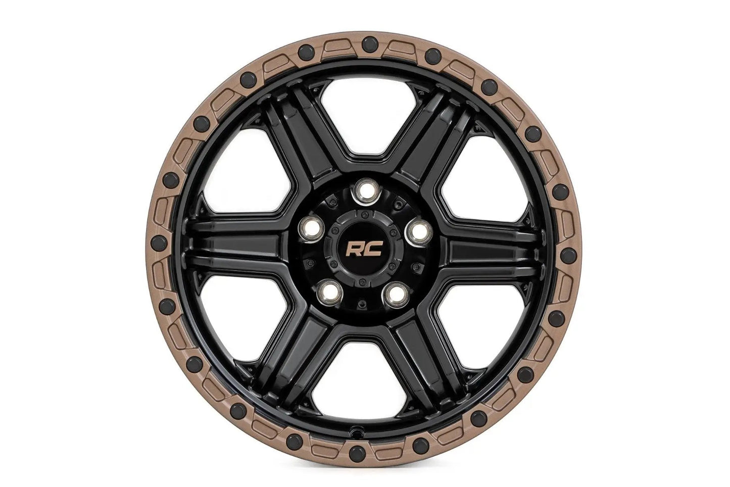 Rough Country 79 Series Wheel | One-Piece | Semi Gloss Black w/Bronze Ring | 18x9 | 6x135 | -12mm by Rough Country