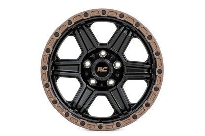Rough Country 79 Series Wheel | One-Piece | Semi Gloss Black w/Bronze Ring | 18x9 | 6x135 | -12mm by Rough Country