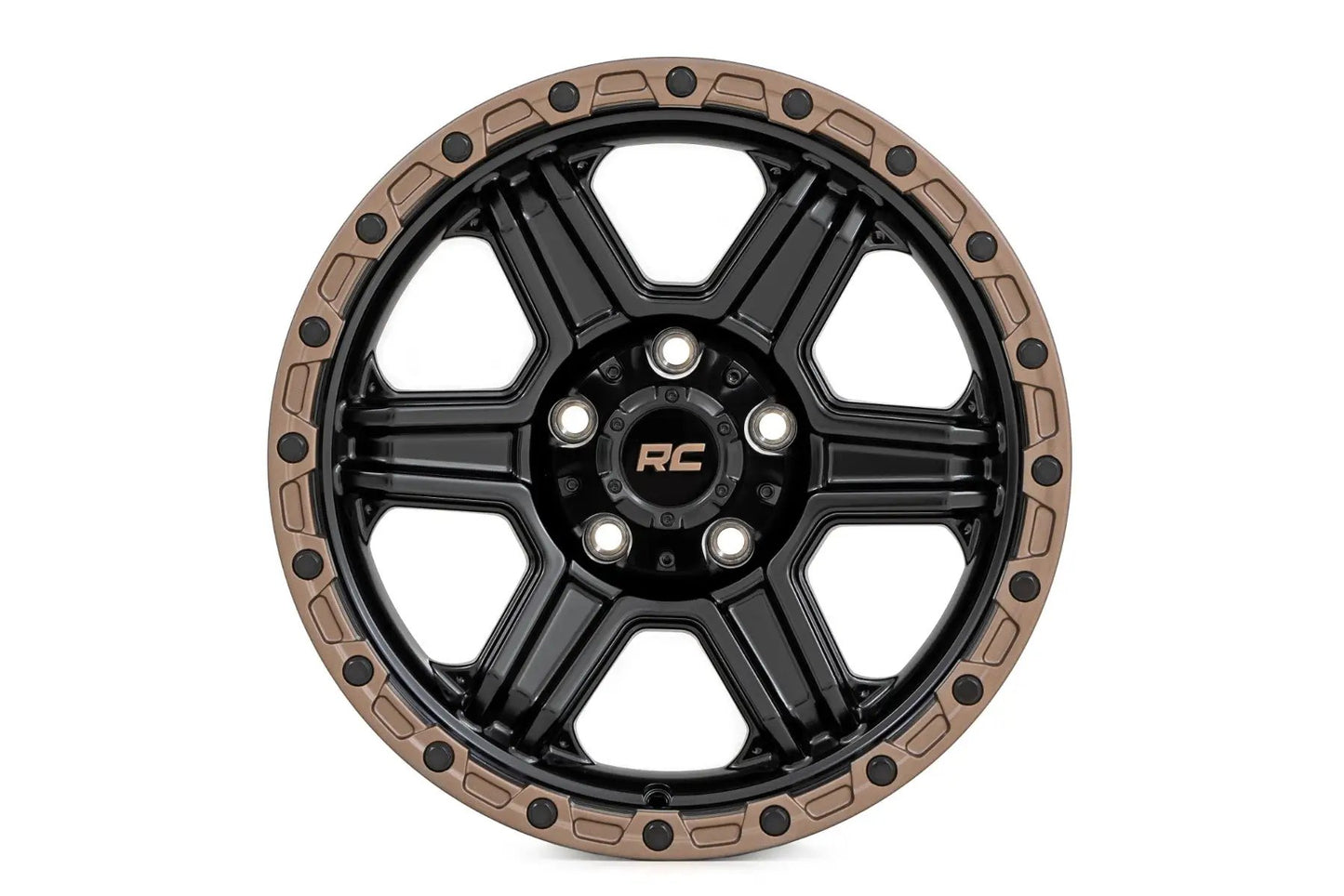 Rough Country 79 Series Wheel | One-Piece | Semi Gloss Black w/Bronze Ring | 18x9 | 8x6.5 | -12mm by Rough Country