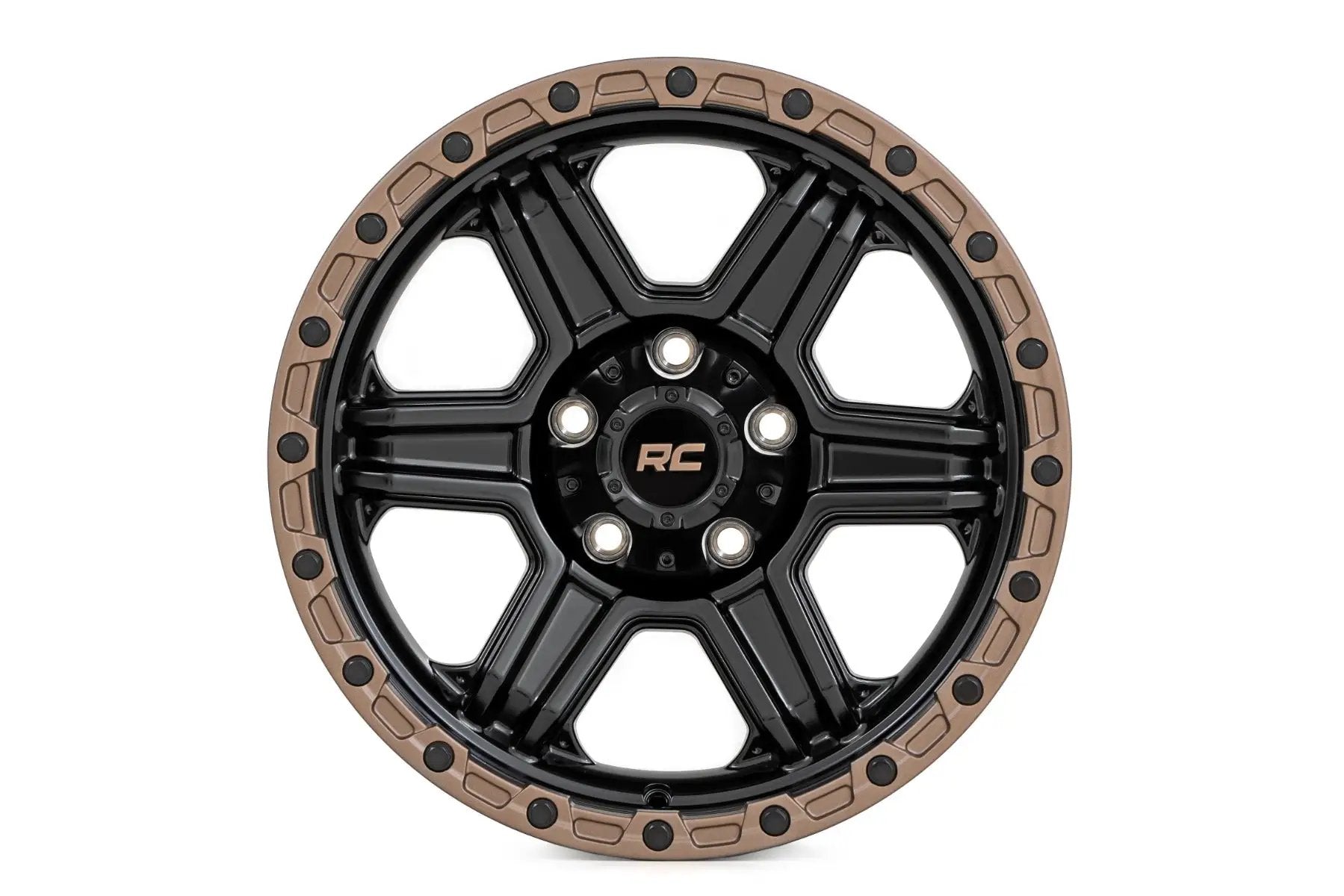 Rough Country 79 Series Wheel | One-Piece | Semi Gloss Black w/Bronze Ring | 18x9 | 8x6.5 | -12mm by Rough Country