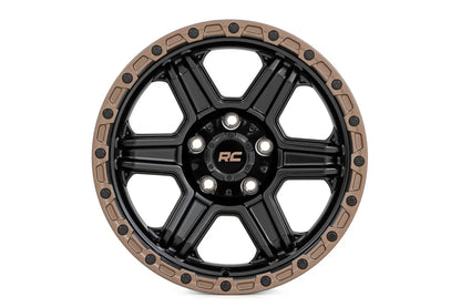 Rough Country 79 Series Wheel | One-Piece | Semi Gloss Black w/Bronze Ring | 18x9 | 8x6.5 | -12mm by Rough Country
