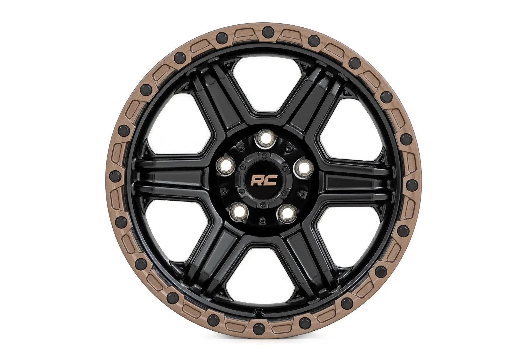 Rough Country 79 Series Wheel | One-Piece | Semi Gloss Black w/Bronze Ring | 18x9 | 6x5.5 | 0mm by Rough Country