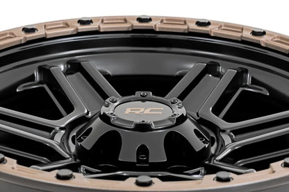 Rough Country 79 Series Wheel | One-Piece | Semi Gloss Black w/Bronze Ring | 17x8.5 | 5x4.5 | 0mm by Rough Country
