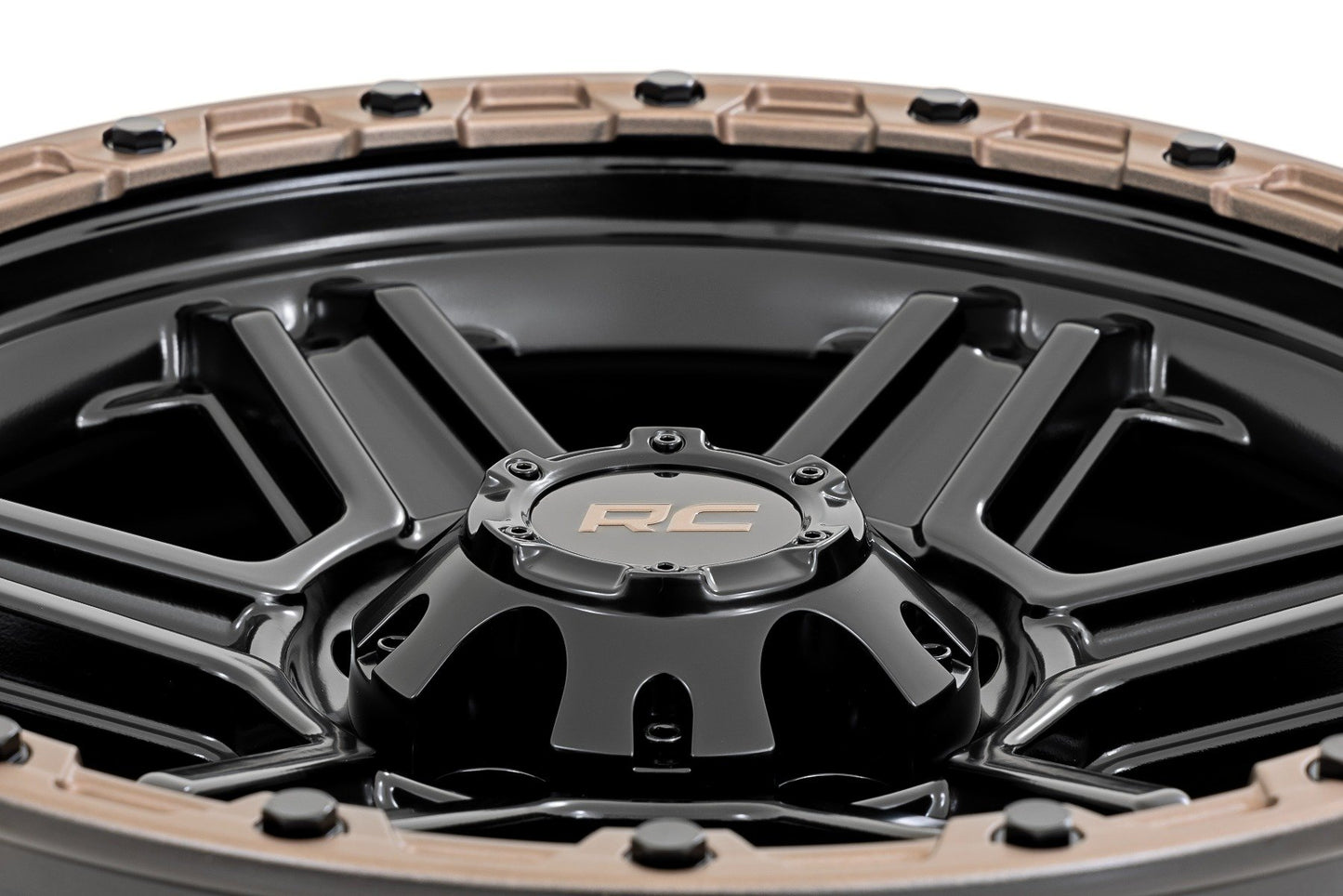 Rough Country 79 Series Wheel | One-Piece | Semi Gloss Black w/Bronze Ring | 18x9 | 6x5.5 |+18mm