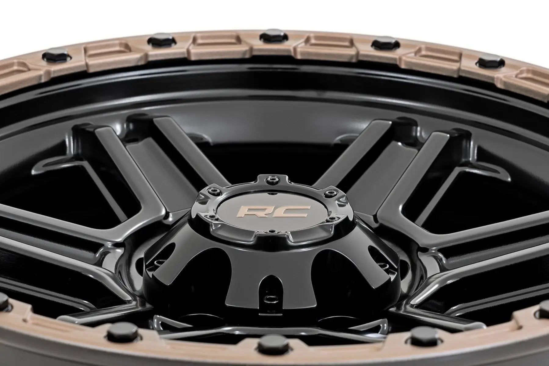 Rough Country 79 Series Wheel | One-Piece | Semi Gloss Black w/Bronze Ring | 18x9 | 6x135 | 0mm by Rough Country