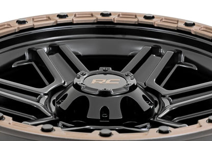 Rough Country 79 Series Wheel | One-Piece | Semi Gloss Black w/Bronze Ring | 17x8.5 | 6x5.5 | 0mm by Rough Country