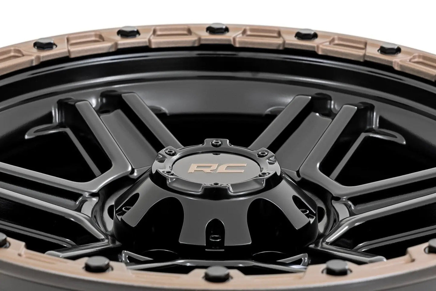 Rough Country 79 Series Wheel | One-Piece | Semi Gloss Black w/Bronze Ring | 18x9 | 8x6.5 | -12mm by Rough Country