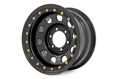 Rough Country Steel Simulated Bead Lock Wheel | Black | 15x10 | 5x4.5 | 3.30 Bore | -39 by Rough Country