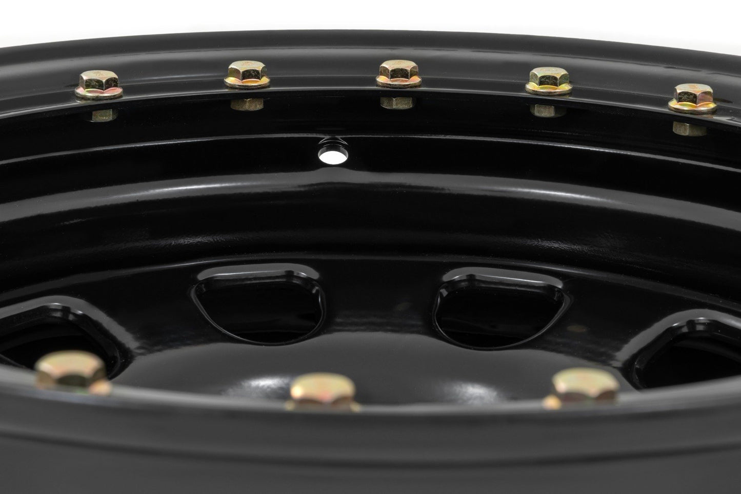 Rueda de acero con aros decorativos tipo "beadlock" simulados | Negro | 17x9 | 5x5 | 3.30 Diámetro central | -12