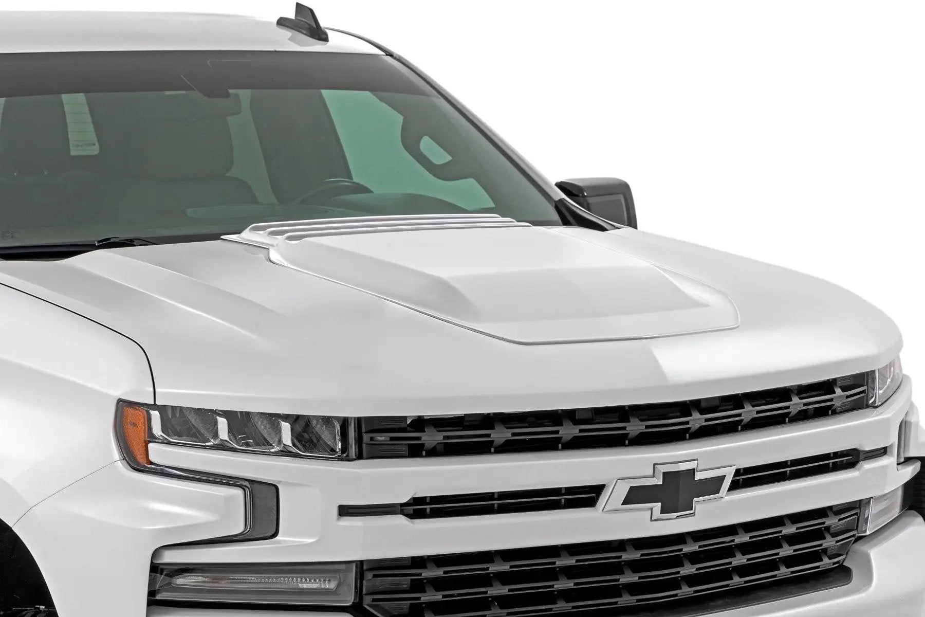 Rough Country Hood Scoop | GAZ Summit White | Chevy Silverado 1500 2WD/4WD (2019-2026) by Rough Country
