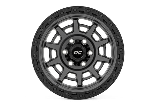 Rough Country 85 Series Wheel | Simulated Beadlock | Gunmetal Gray/Black | 17x9 | 6x5.5 | -18mm