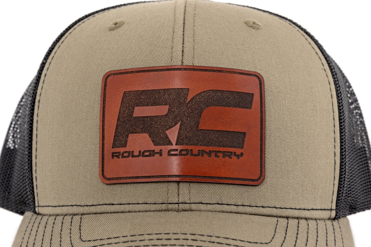 Gorra Rough Country | Malla negra | Parche Rough Country | Marrón/Cuero - Richardson 112