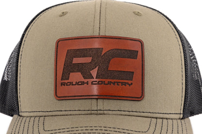 Gorra Rough Country | Malla negra | Parche Rough Country | Marrón/Cuero - Richardson 112
