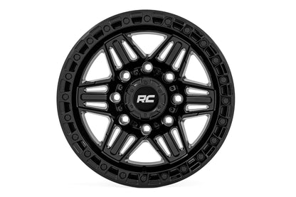 Llanta Rough Country Serie 76 | Beadlock simulado | Negro Brillante | 17x9 | 8x170 | -12mm