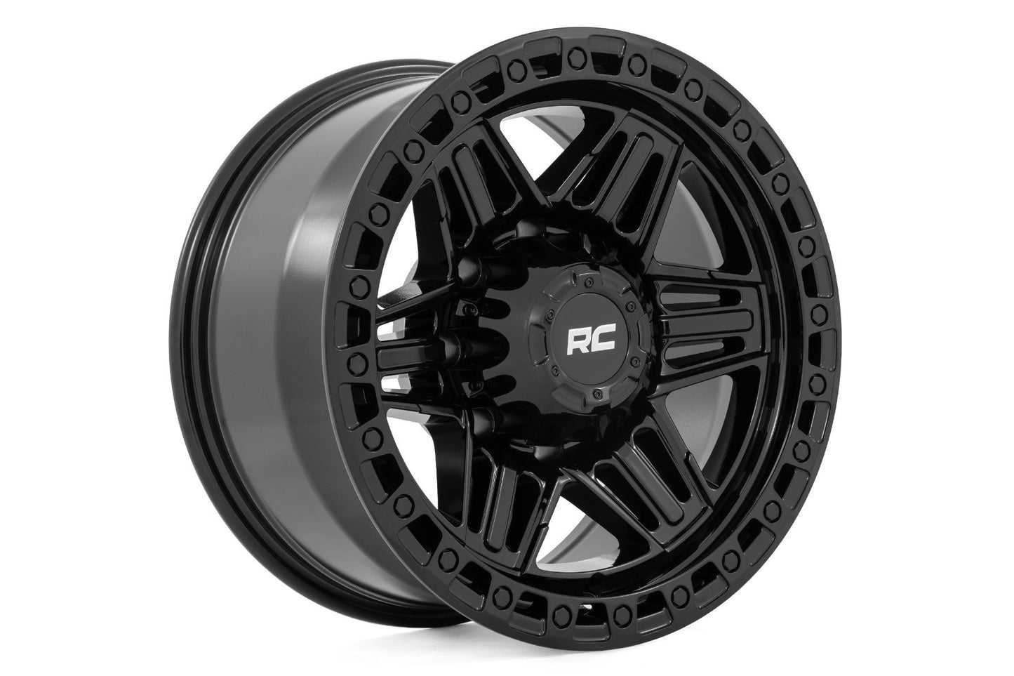 Llanta Rough Country Serie 76 | Beadlock simulado | Negro Brillante | 17x9 | 8x170 | -12mm