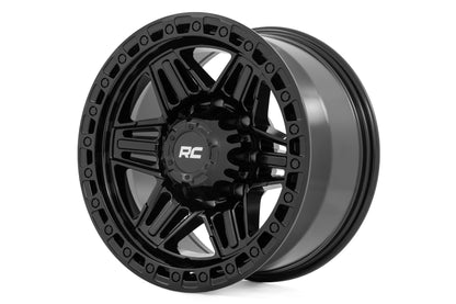 Llanta Rough Country Serie 76 | Beadlock simulado | Negro Brillante | 17x9 | 8x170 | -12mm