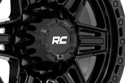 Rough Country 76 Series Wheel | Simulated Beadlock | Gloss Black | 17x9 | 5x5.5 | +0mm