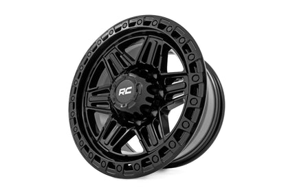 Llanta Rough Country Serie 76 | Beadlock simulado | Negro Brillante | 17x9 | 8x170 | -12mm