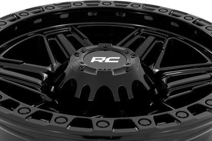 Rough Country 76 Series Wheel | Simulated Beadlock | Gloss Black | 17x9 | 5x5.5 | +0mm
