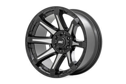 Rough Country 81 Series Wheel | One-Piece | Semi Gloss Black w/machined spokes | 20x10 | 6x5.5 | -19 by Rough Country