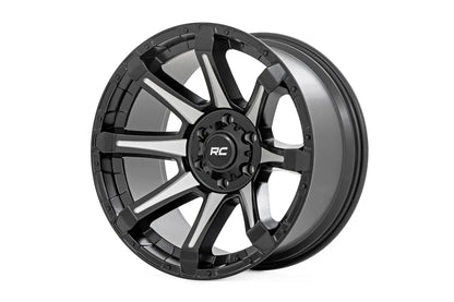 Rough Country 81 Series Wheel | One-Piece | Semi Gloss Black w/machined spokes | 20x9 | 8x180 | 0mm by Rough Country