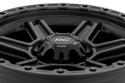 Rough Country 79 Series Wheel | One-Piece | Semi Gloss Black w/Gunmetal Ring | 17x8.5 | 6x5.5 | 0mm by Rough Country