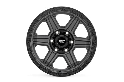 Rough Country 79 Series Wheel | One-Piece | Gunmetal Gray w/Black Ring | 17x8.5 | 6x5.5 | 0mm by Rough Country