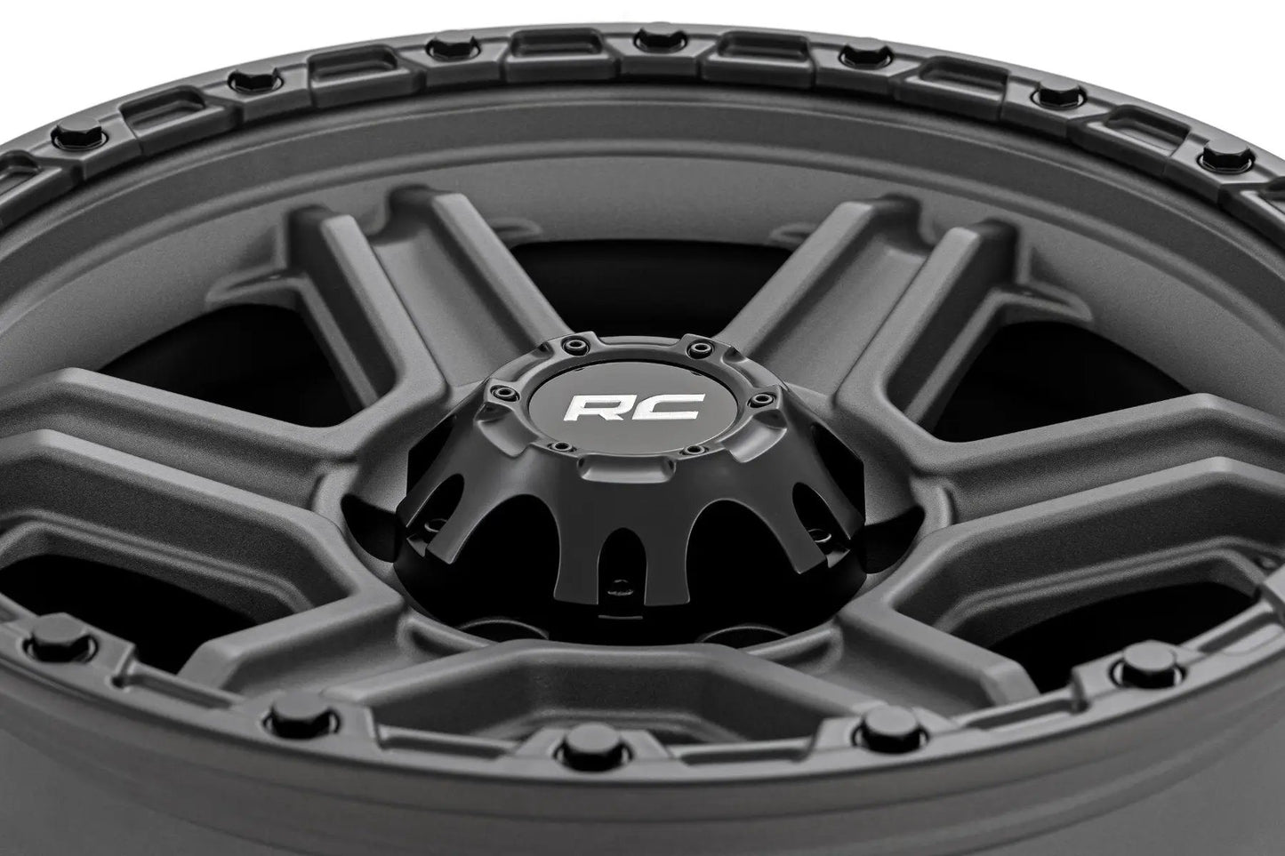 Rough Country 79 Series Wheel | One-Piece | Gunmetal Gray w/Black Ring | 17x8.5 | 6x5.5 | 0mm by Rough Country