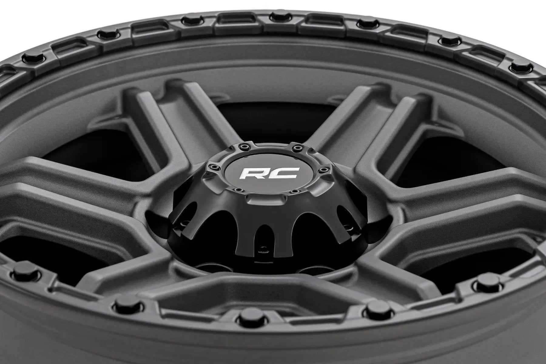Rough Country 79 Series Wheel | One-Piece | Gunmetal Gray w/Black Ring | 17x8.5 | 6x5.5 | 0mm by Rough Country